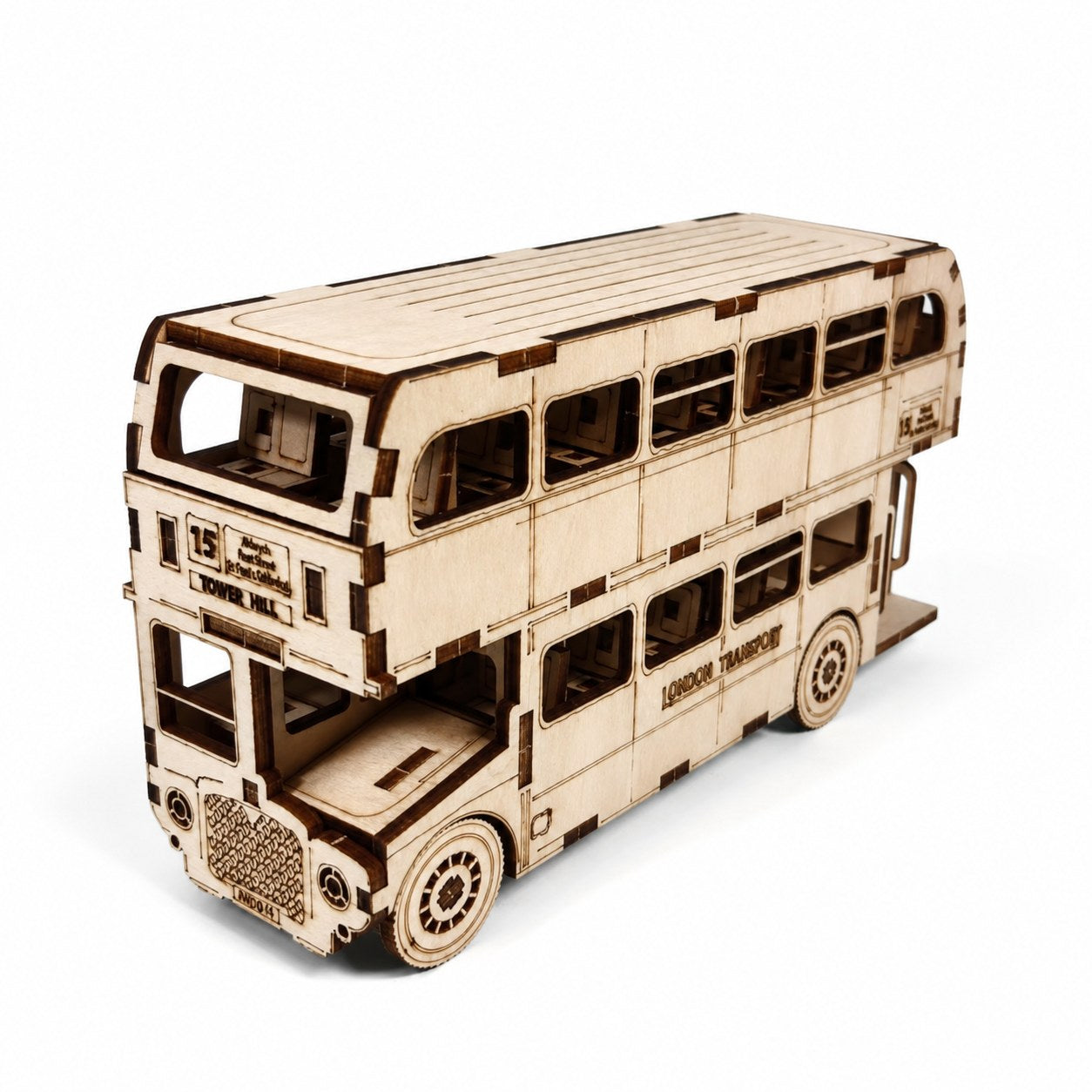 Assembled classic London double-decker bus 3D wooden puzzle