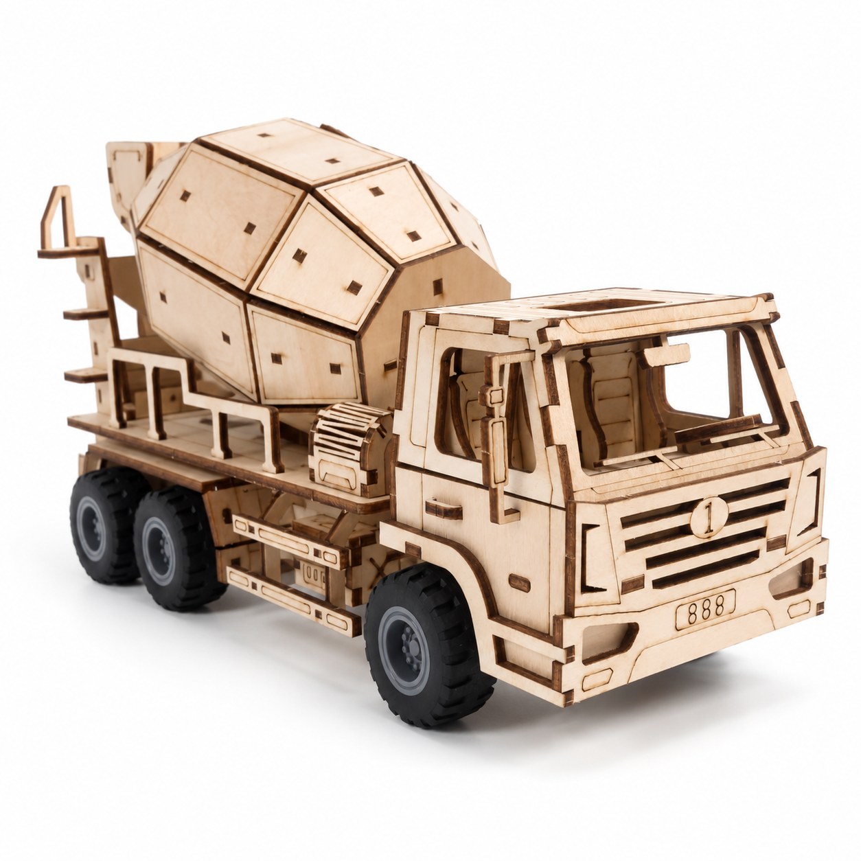 Industrial Cement Mixer 3D Wooden Puzzle on white background