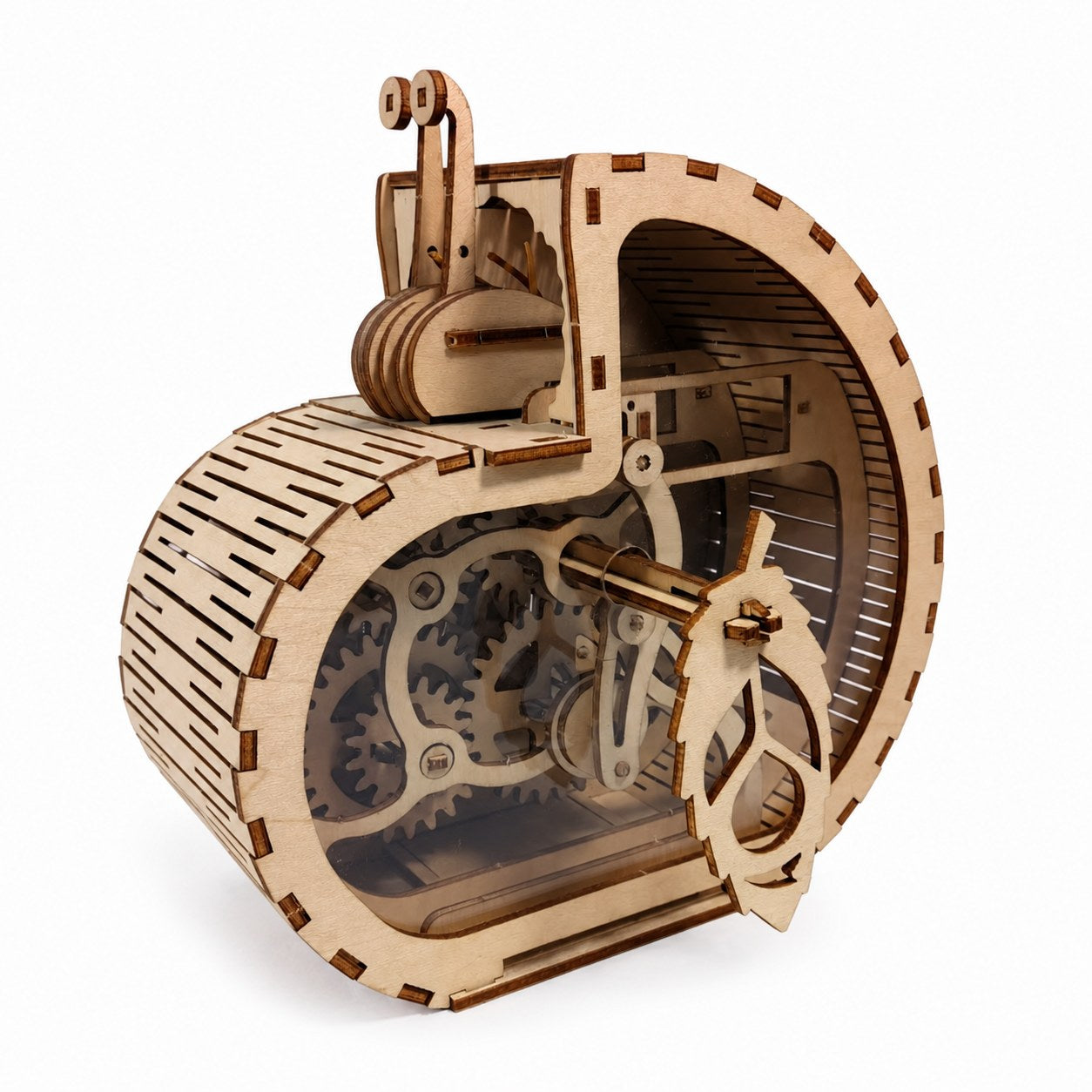 Mechanical Snail Coin Bank 3D Wooden Puzzle on white background