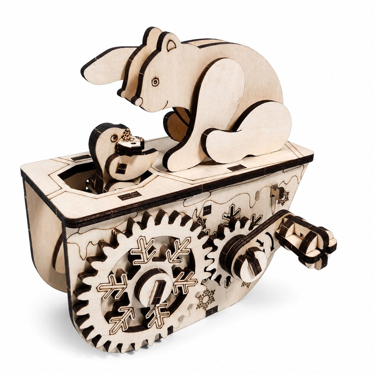 Whimsical Polar Bear 3D Wooden Puzzle fully assembled on a white background