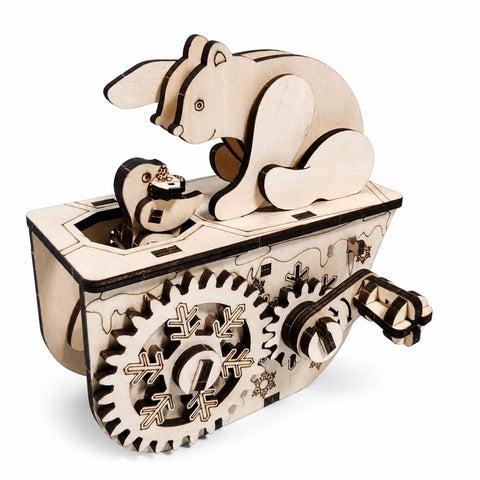 Whimsical Polar Bear 3D Wooden Puzzle fully assembled on a white background