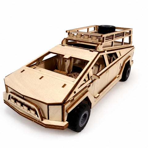 Futuristic Geometric Pickup 3D Wooden Puzzle on a white background