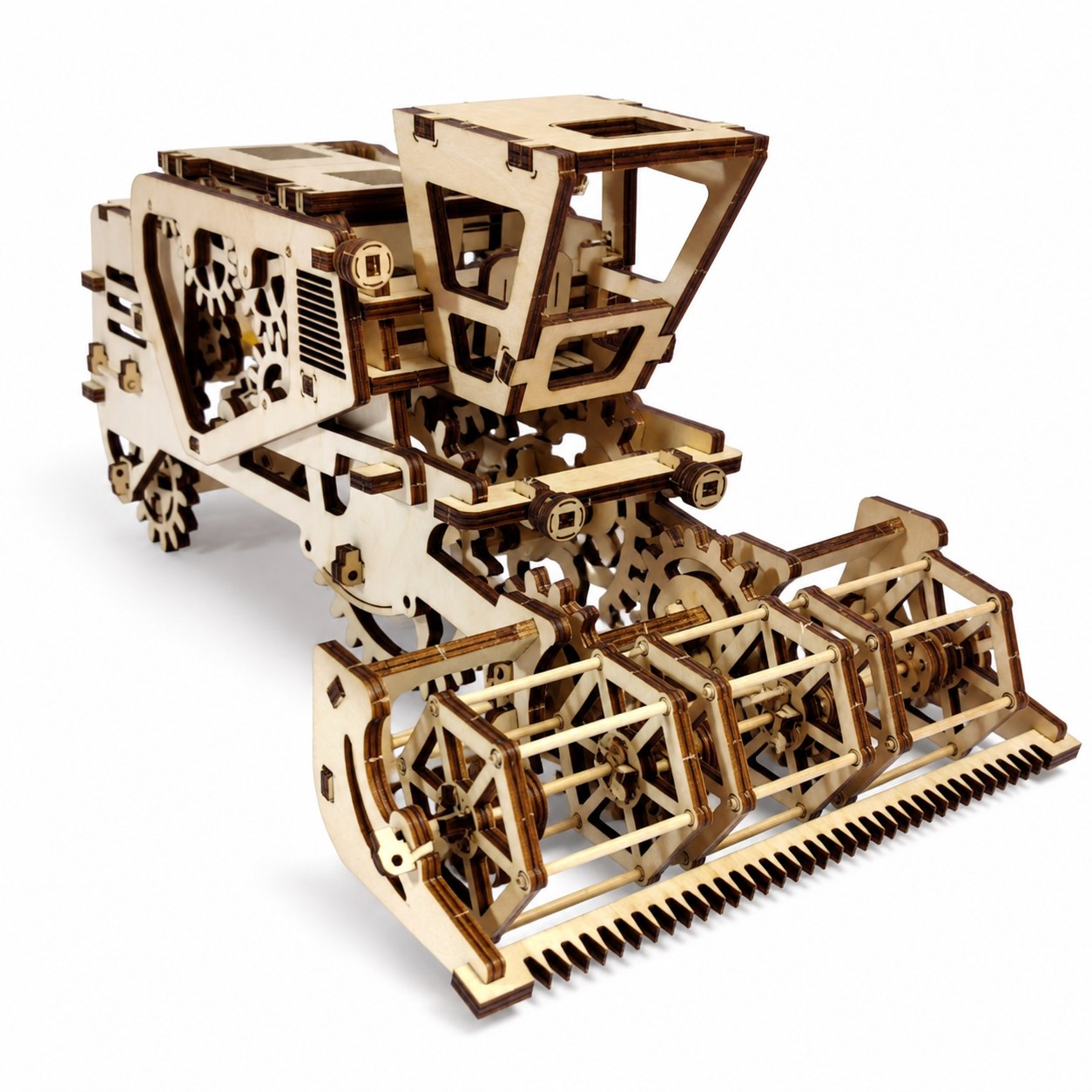 Mechanical Combine Harvester 3D Wooden Puzzle on white background