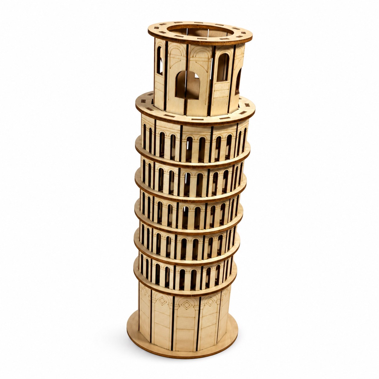 Leaning Tower of Pisa 3D Wooden Puzzle on a white background