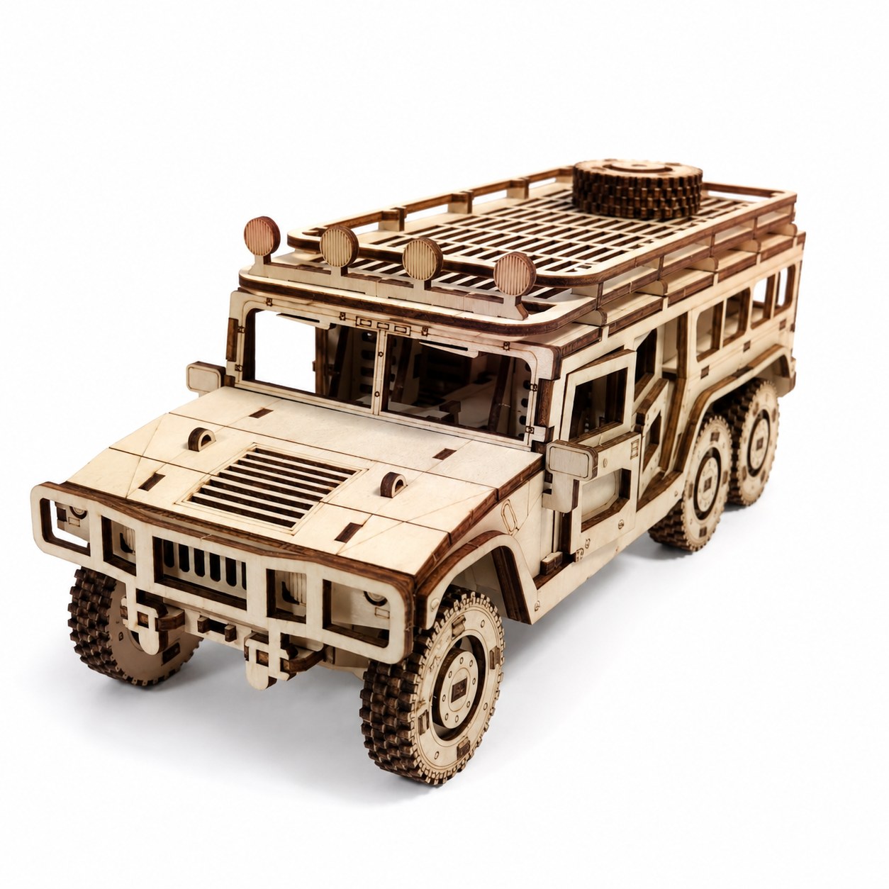 Tactical 6x6 Off-Road Vehicle 3D Wooden Puzzle on white background