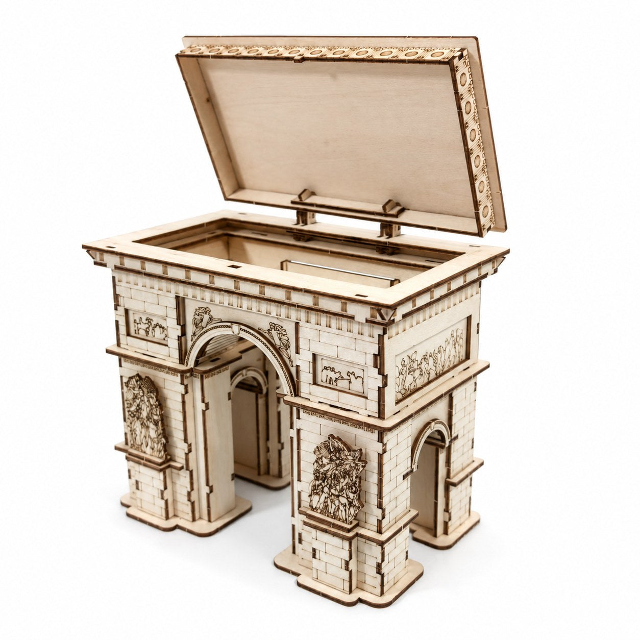 Secret Box Arc de Triomphe 3D Wooden Puzzle with open roof