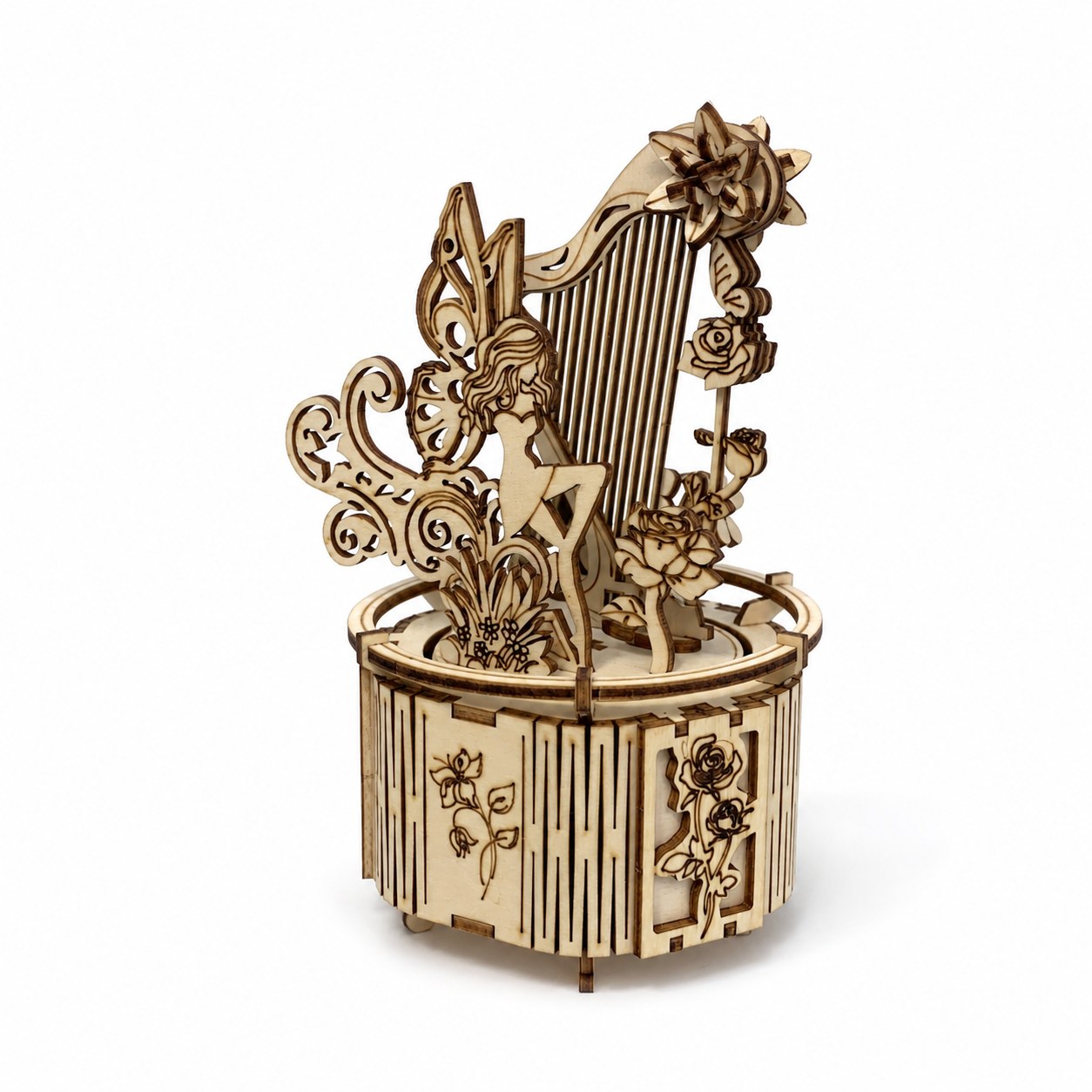 Jigden Fairy Harp 3D Wooden Puzzle on white background