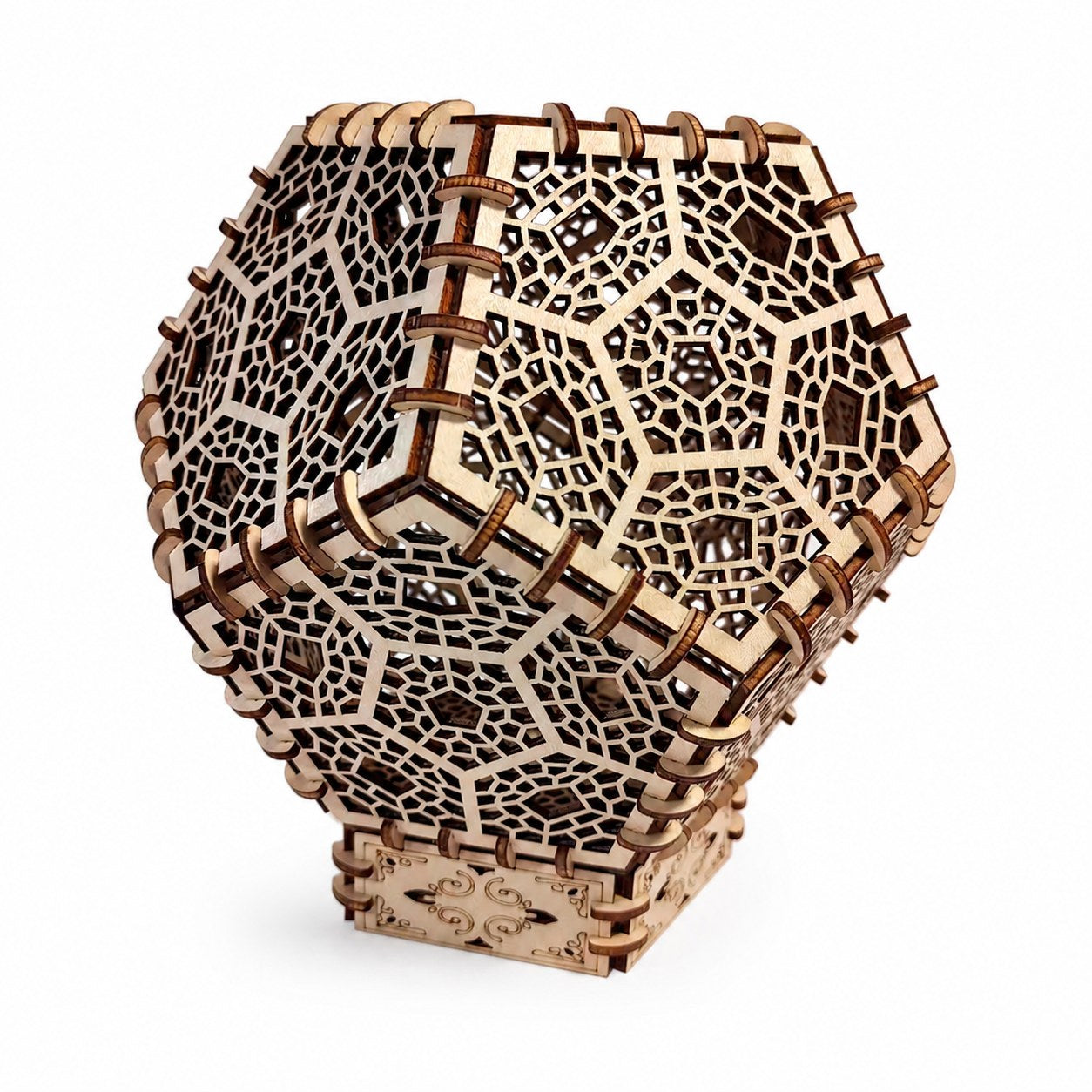 Geometric Lantern 3D Wooden Puzzle on white background