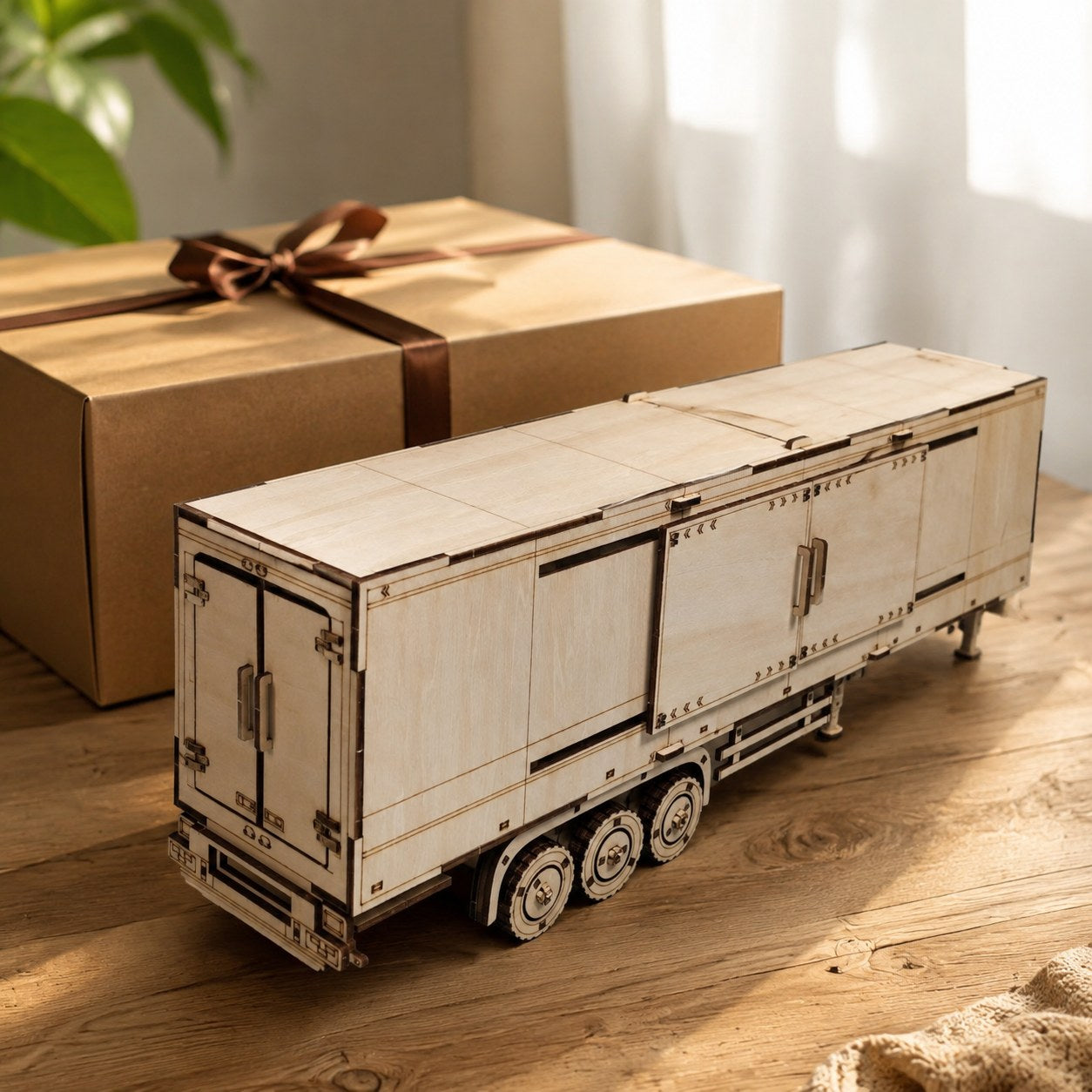 Wooden semi-trailer model kit gift box