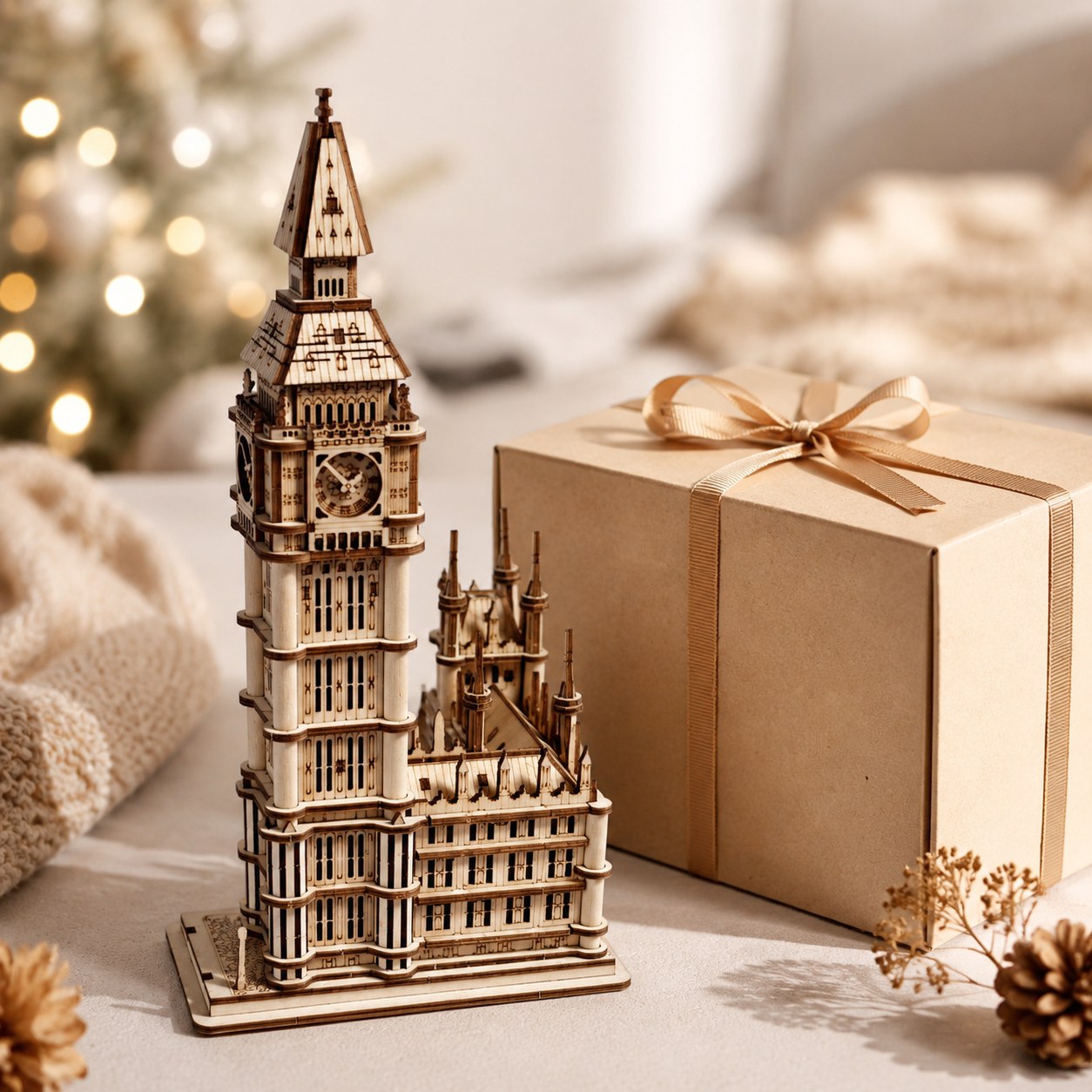 Big Ben 3D wooden model kit displayed as a gift